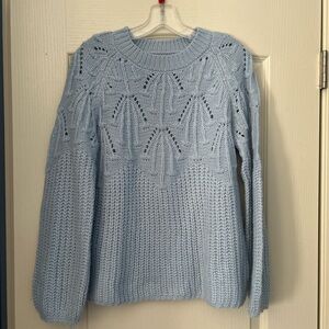 Belldini light blue balloon sleeve sweater, S but fits medium also